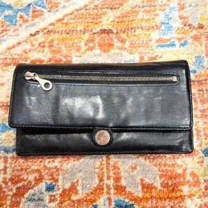 Vintage‎ Black Genuine Leather Minimalist Christopher Kon Wallet